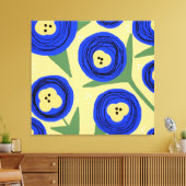 Toile Papillons floraux gras Jaune Bleu Abstrait Doodles (Insitu(Salon))