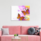 Toile Papillons Monarque sur Arrière - plan pourpre (Insitu(Salon))