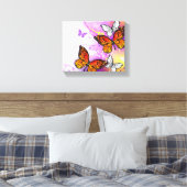 Toile Papillons Monarque sur Arrière - plan pourpre (Insitu(Chambre))