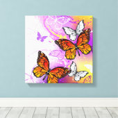 Toile Papillons Monarque sur Arrière - plan pourpre (Insitu (Plancher de Bois))