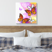 Toile Papillons Monarque sur Arrière - plan pourpre (Insitu(Chambre))