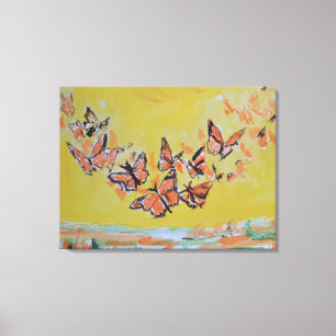 Toile Papillons Monarques Essaim Expressionniste