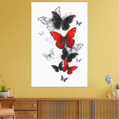 Toile Papillons noirs et rouges volants (Insitu(Salon))