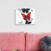 Toile Papillons noirs et rouges volants (Insitu(Salon))