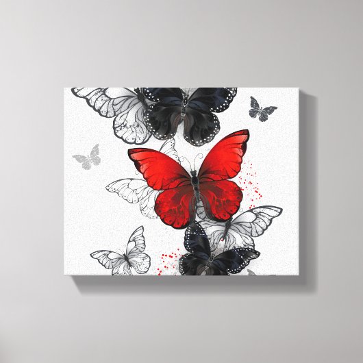 Toile Papillons noirs et rouges volants (Recto)