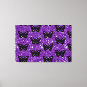 Toile Papillons Paillettes Violettes Voler Insectes Anim