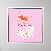 Toile Papillons rouges roses aiment (Recto)