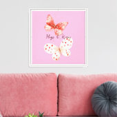 Toile Papillons rouges roses aiment (Insitu(Salon))