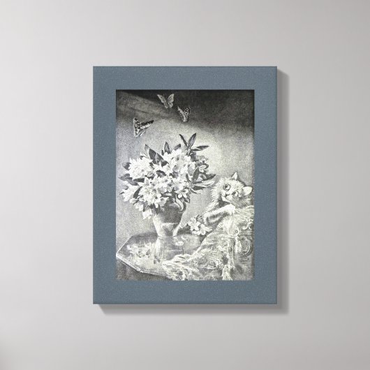 Toile Papillons, Vase à fleurs, Chat, Louis Wain (Recto)