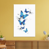 Toile Papillons volants bleus Morpho (Insitu(Salon))