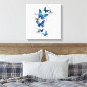 Toile Papillons volants bleus Morpho (Insitu(Chambre))