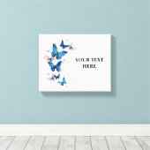 Toile Papillons volants bleus Morpho (Insitu (Plancher de Bois))