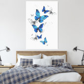 Toile Papillons volants bleus Morpho (Insitu(Chambre))