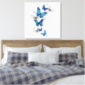 Toile Papillons volants bleus Morpho (Insitu(Chambre))