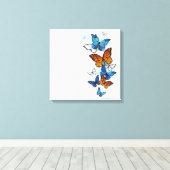 Toile Papillons volants Morpho et Monarch (Insitu (Plancher de Bois))