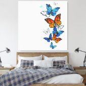 Toile Papillons volants Morpho et Monarch (Insitu(Chambre))
