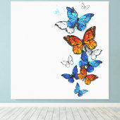 Toile Papillons volants Morpho et Monarch (Insitu (Plancher de Bois))