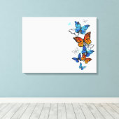 Toile Papillons volants Morpho et Monarch (Insitu (Plancher de Bois))