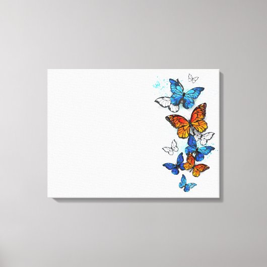 Toile Papillons volants Morpho et Monarch (Recto)