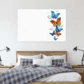 Toile Papillons volants Morpho et Monarch (Insitu(Chambre))