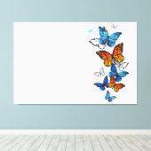 Toile Papillons volants Morpho et Monarch (Insitu (Plancher de Bois))