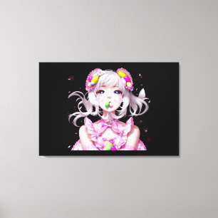 Toile Pâques/printemps Anime fille