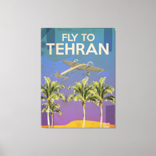 Toile Par Avion Pour Téhéran Affiche de voyage vintage