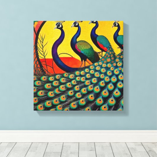 Toile Parade des Peacocks (Insitu (Plancher de Bois))