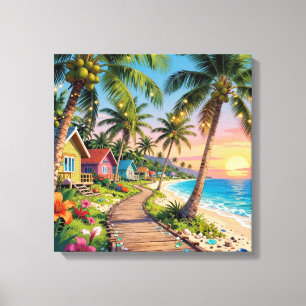 Toile Paradis Tropical Cottage Coastal Bord de Mer Océan