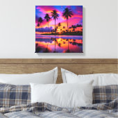 Toile Paradis tropical : Palmiers au coucher du soleil (Insitu(Chambre))