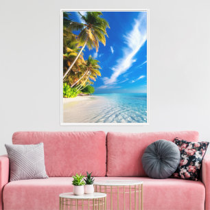 Toile Paradise Shoreline : Palmiers tropicaux et cristal