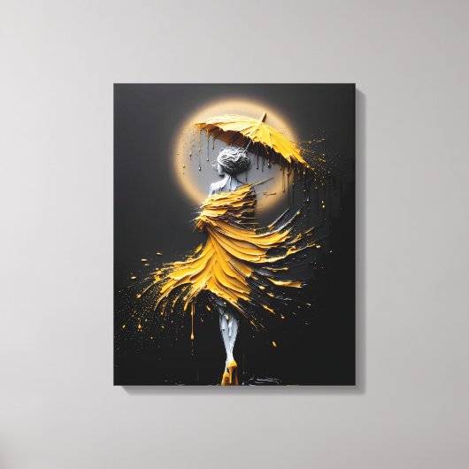 Toile Parapluie Silhouette Jaune Impasto (Recto)