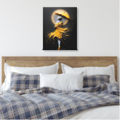 Toile Parapluie Silhouette Jaune Impasto (Insitu(Chambre))