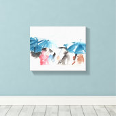 Toile Parapluies Canvas d'aquarelles originales (Insitu (Plancher de Bois))