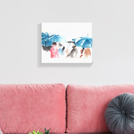 Toile Parapluies Canvas d'aquarelles originales (Insitu(Salon))