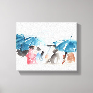Toile Parapluies Canvas d'aquarelles originales