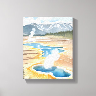Toile Parc national de Yellowstone   Aquarelle de paysag