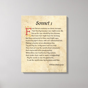 Toile Parchemin du sonnet 1 de Shakespeare
