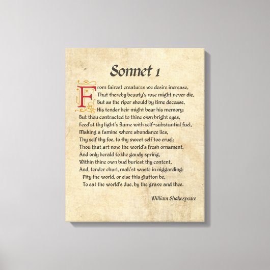 Toile Parchemin Shakespeare Sonnet 1 (Recto)