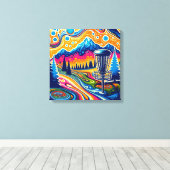 Toile Parcours de golf sur disque psychédélique dans les (Insitu (Plancher de Bois))