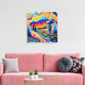 Toile Parcours de golf sur disque psychédélique dans les (Insitu(Salon))