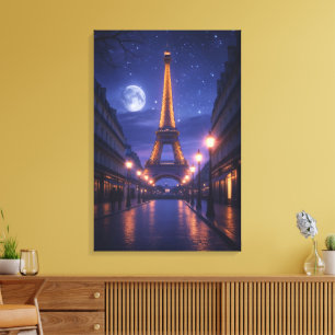 Toile Paris au Clair de Lune – La Tour Eiffel Romantique