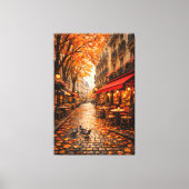 Toile Paris Autumn Café Street – Warm Fall Canvas Art (Recto)