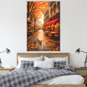Toile Paris Autumn Café Street – Warm Fall Canvas Art (Insitu(Chambre))