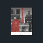 Toile Paris Elevages par nuit - Rouge<br><div class="desc">"Paris Elevations by Night Red" par Fab Funky. Les célèbres monuments de Paris la nuit dans des tons rouges et gris.</div>