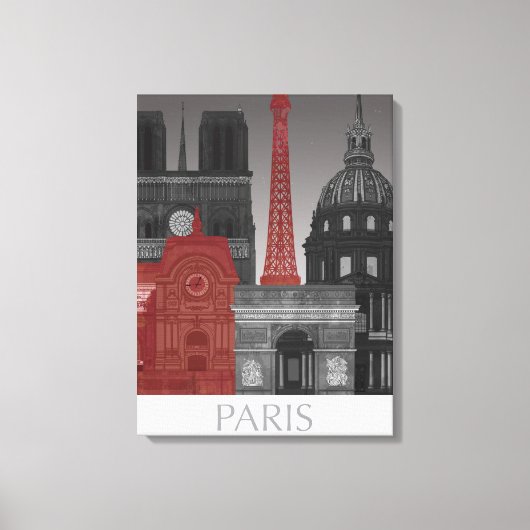 Toile Paris Elevages par nuit - Rouge (Recto)