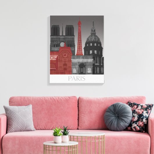 Toile Paris Elevages par nuit - Rouge (Insitu(Salon))