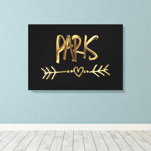 Toile Paris France Love Black and Gold Look Typographie (Insitu (Plancher de Bois))