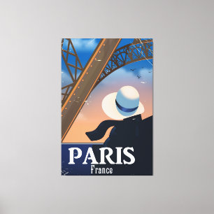 Toile Paris France tour Eiffel affiche de voyage
