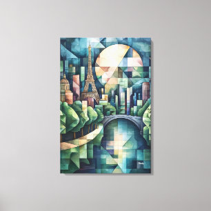 Toile Paris Géométrique Abstrait Skyline avec Tour Eiffe